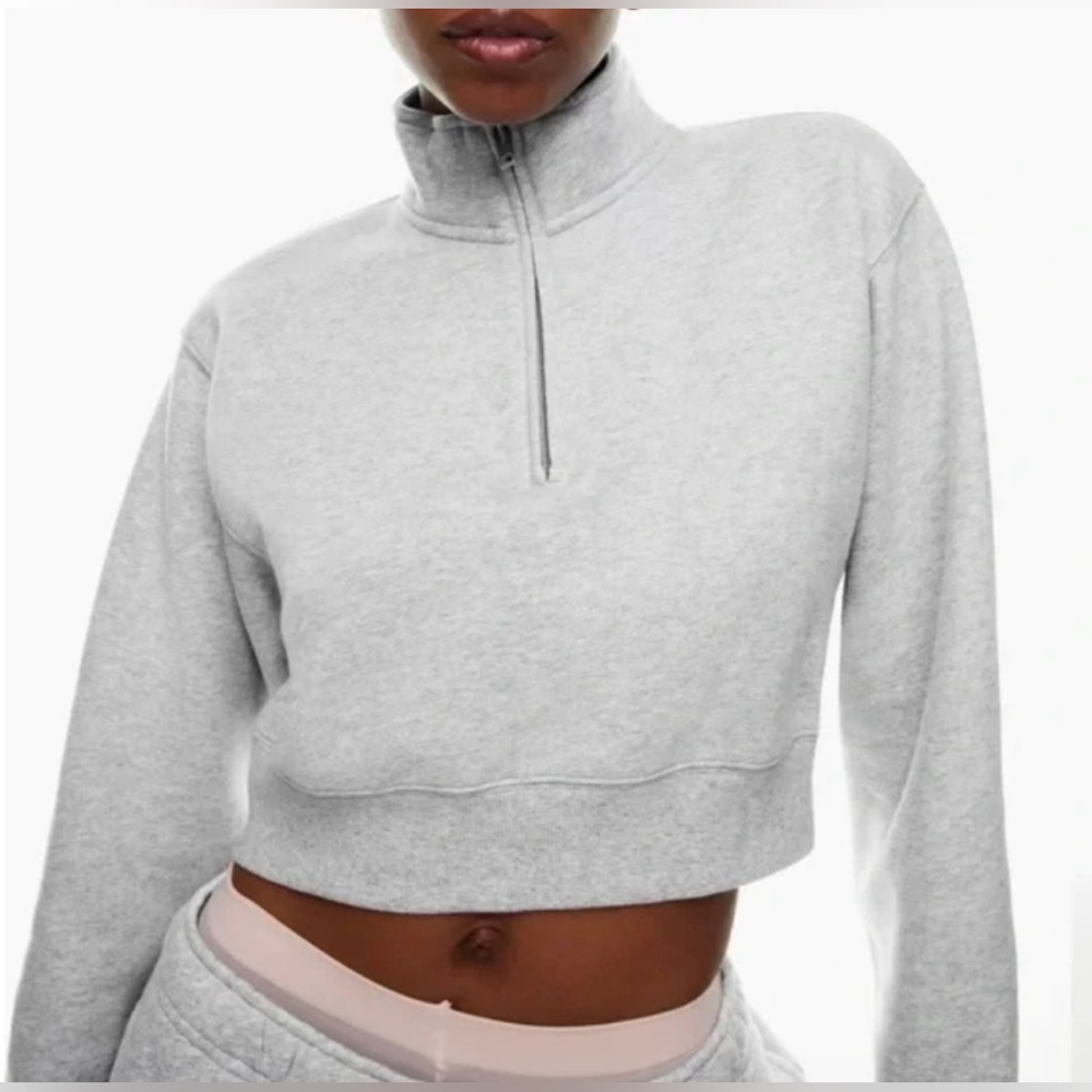 Aritzia TNA Cozy Fleece Perfect 1/4 Zip Cropped Sweatshirt Medium